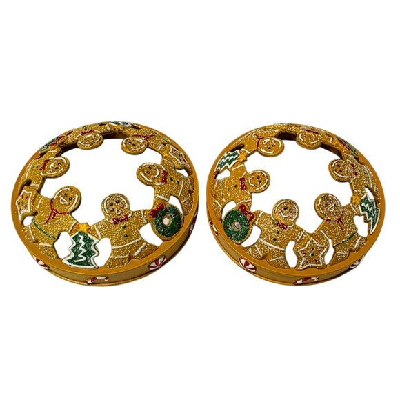 2 Yankee Candle Gingerbread Man Illuma Lid Jar Topper Christmas Sugared Holiday - Picture 1 of 10